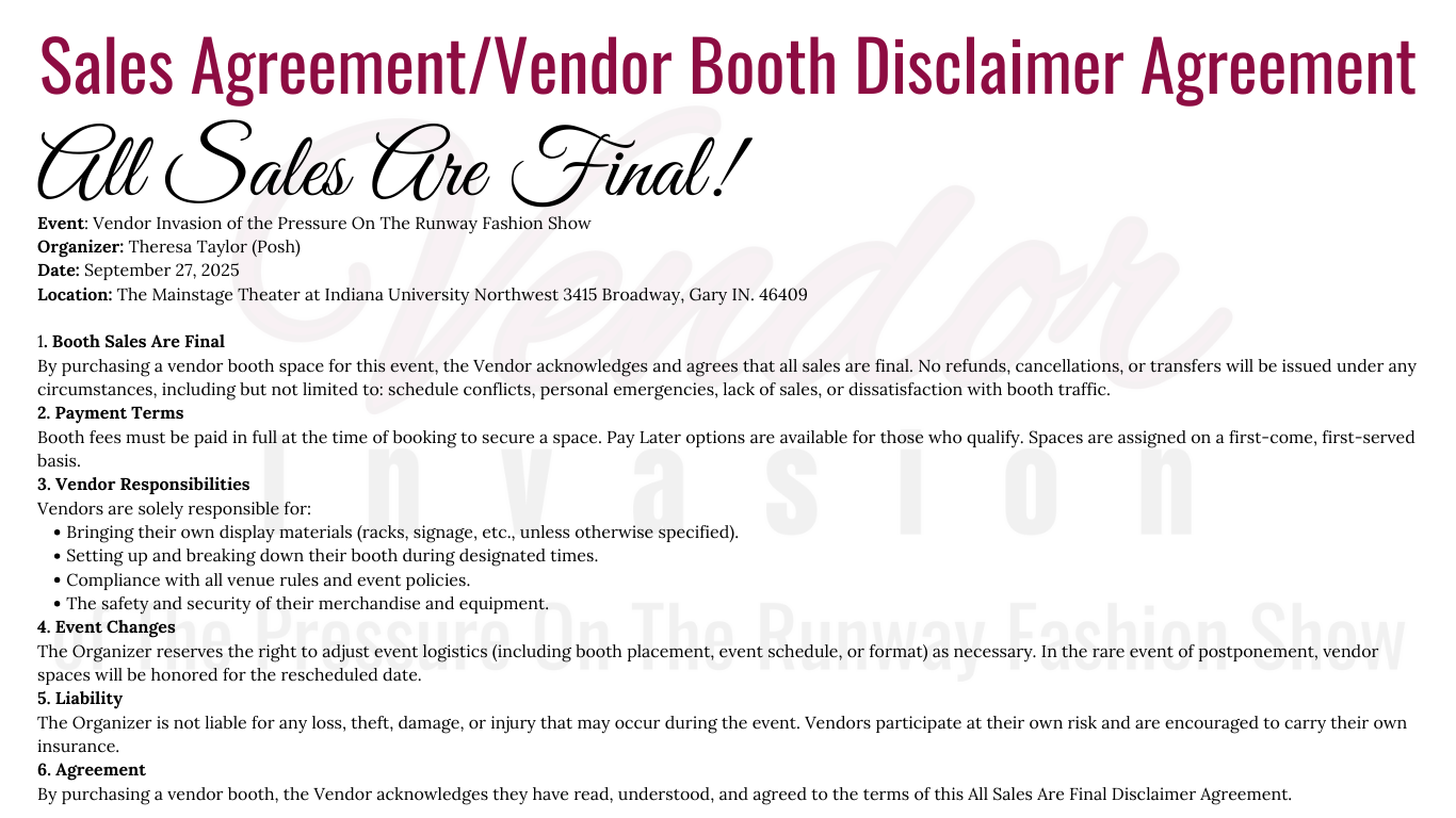 Vendor Invasion - Pressure on the Runway Fashion Show